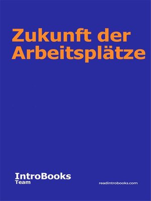 cover image of Zukunft der Arbeitsplätze